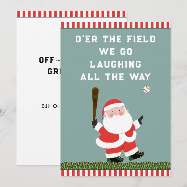 Funny Cartes de fin de année de Noël de baseball (Devant / Derrière)