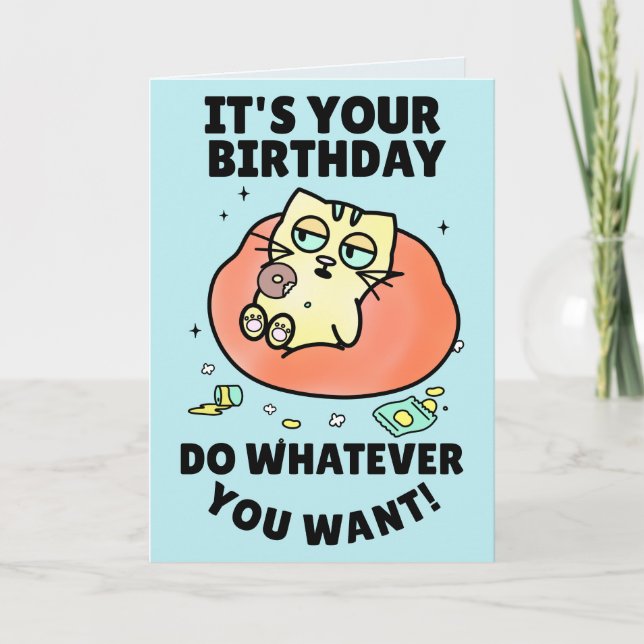 FUNNY CAT BIRTHDAY DONUT Carte de voeux (Devant)