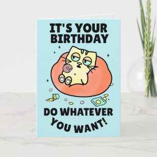 FUNNY CAT BIRTHDAY DONUT Carte de voeux
