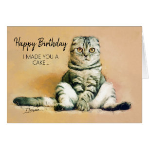 Funny Cat Cake Bonne Carte de voeux d'anniversaire