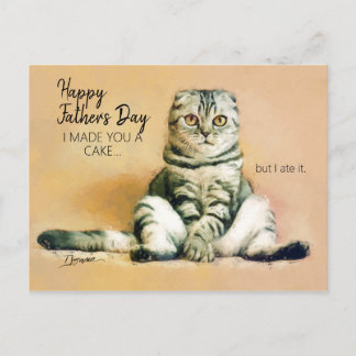 Funny Cat Cake Happy Fête des pères Carte postale