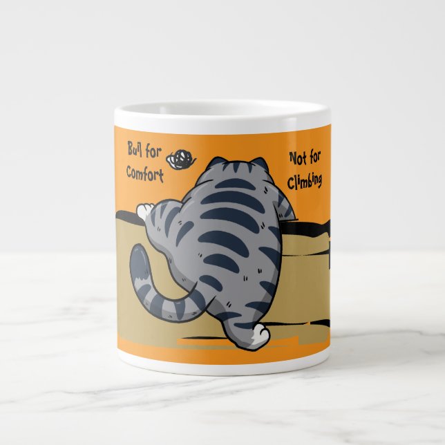 Funny Cat, Fat Cat, Funny Script Giant Coffee Mug (Devant)