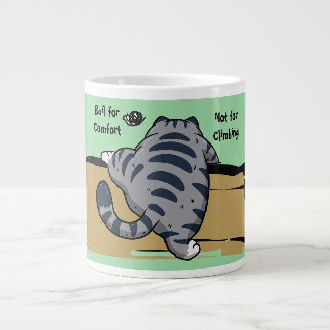 Funny Cat, Fat Cat, Funny Script Giant Coffee Mug (Devant)