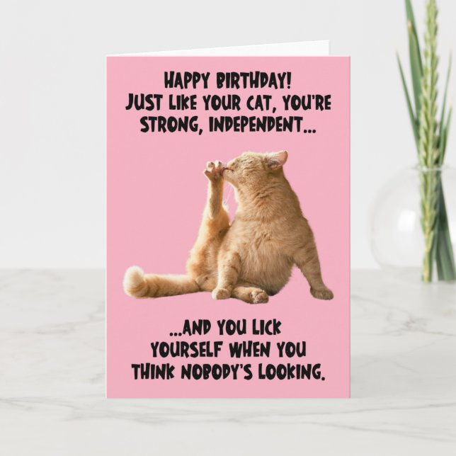 Funny Cat fuit son pied Carte de voeux Anniversair (Devant)