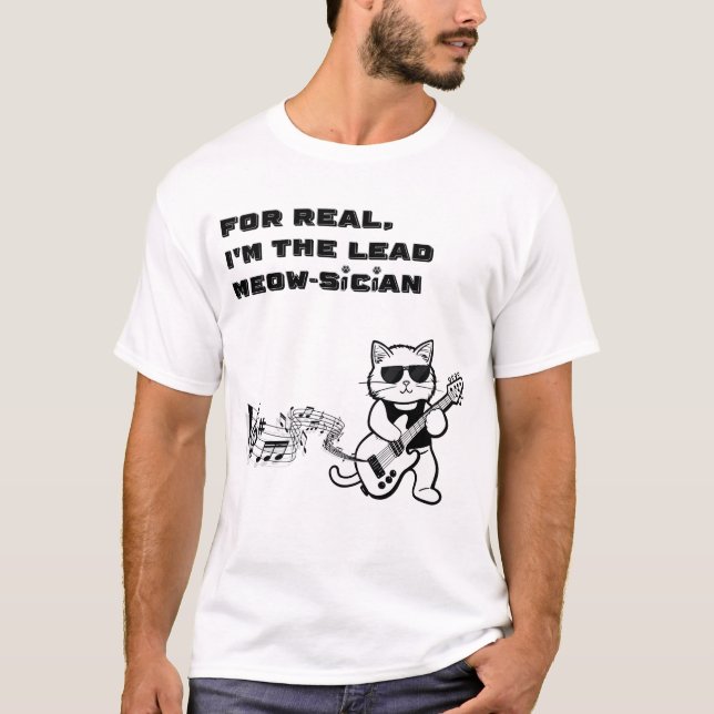 Funny Cat Guitar Music T-Shirt (Devant)