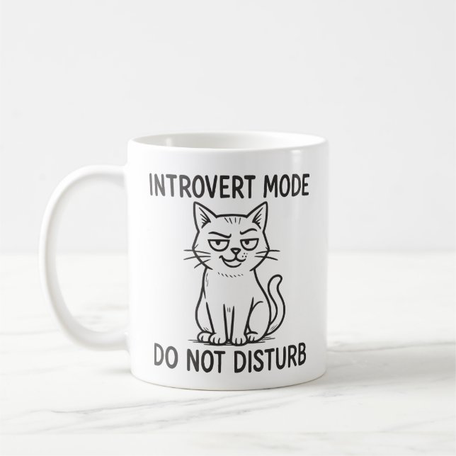 Funny Cat Mode Introvert Ne Disturbe Pas Mug (Gauche)