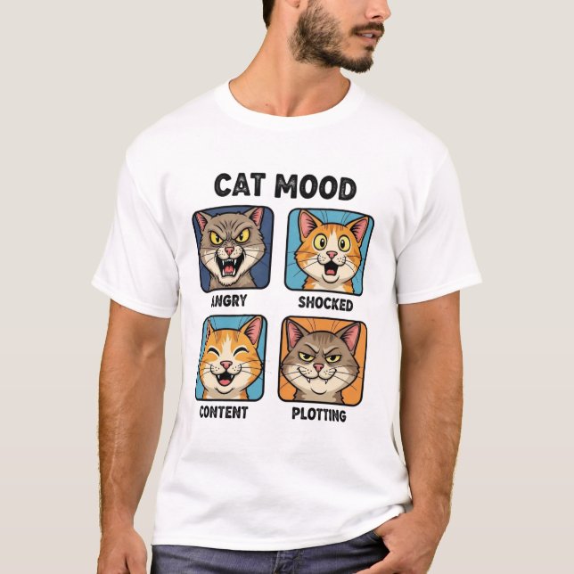 Funny Cat Mood Chart T-Shirt (Devant)