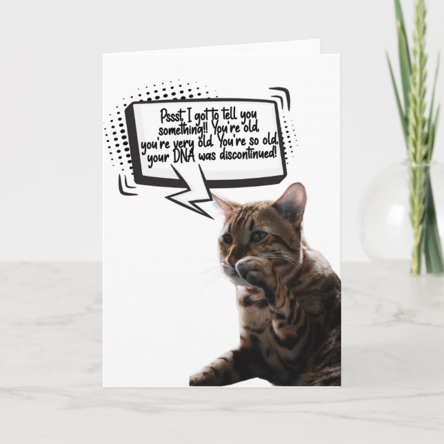 Funny Cat Whispering Carte de voeux d'anniversaire (Devant)