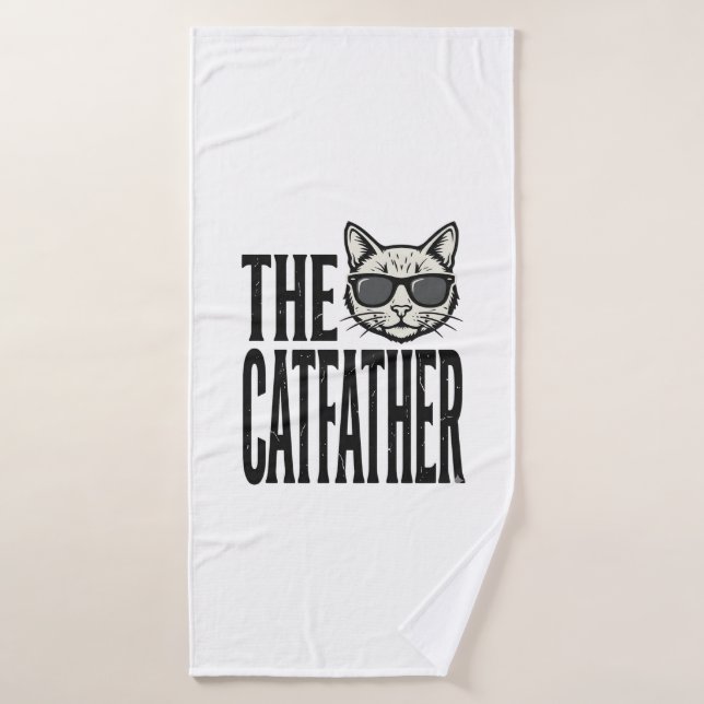 Funny Catfather Vintage Cat Quote Graphic Shirt_1 (Serviette de bain)