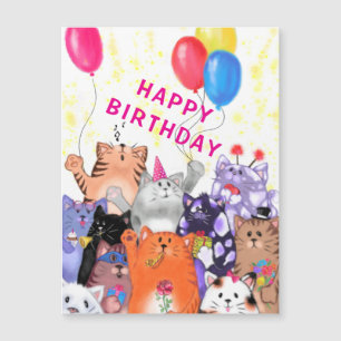 Funny Cats Carte magnétique d'anniversaire