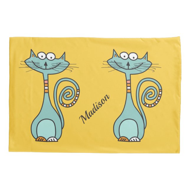 Funny Cats nom personnalisé et taies d'oreillers c (Dos)