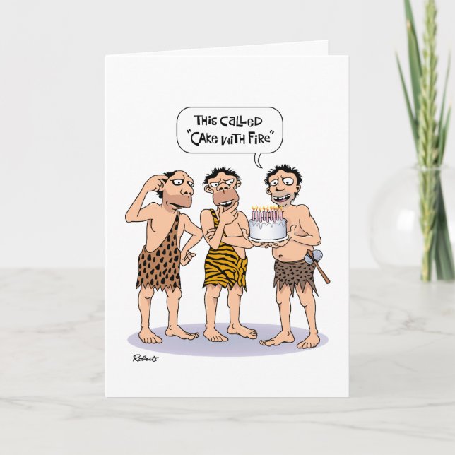 Funny Cavemen carte d'anniversaire (Devant)