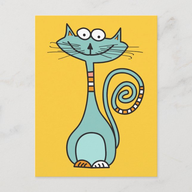 Funny Chat carte postale couleur personnalisée (Devant)