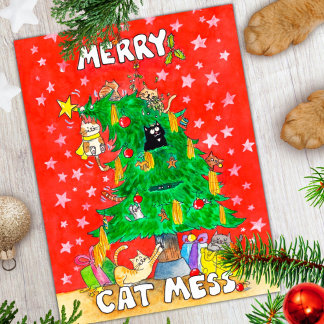 Funny Chat carte postale de Noël