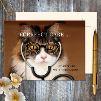 Funny Chat Docteur Se Bien Bientôt Carte Postale