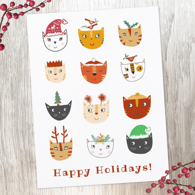 Funny Chat Noël Carte postale (Funny Cats Christmas Holidays Postcard)