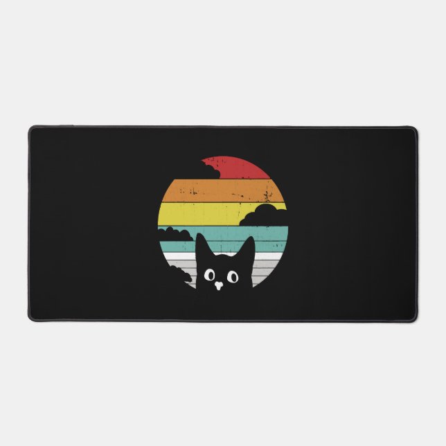 Funny Chat noir Vintage Retro Sunset Design (Recto)