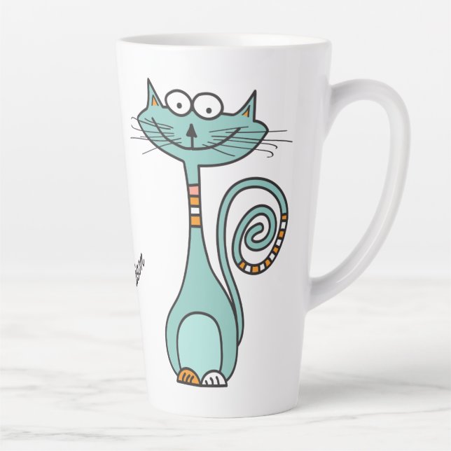 Funny Chat nom personnalisé Latte mug (Droite)
