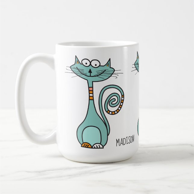 Funny Chat nom personnalisé tasses (Gauche)
