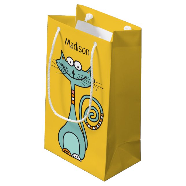 Funny Chat personnalisé nom et couleur sacs cadeau (Dos Angle)
