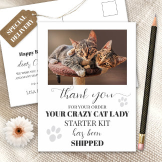 Funny Chat Photo personnalisée Carte postale Anniv