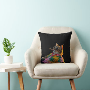 Funny Chat Vacation Coussin - Cadeau de détente po