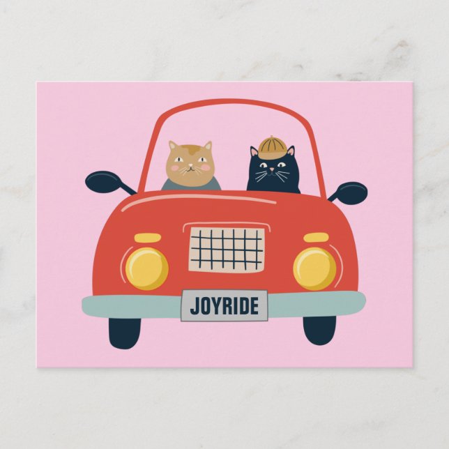 Funny Chats Joyride en voiture de chat carte posta (Devant)