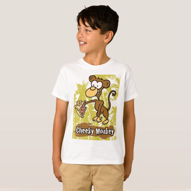 Funny Cheeky Monkey dans la Jungle T-Shirt (Devant entier)
