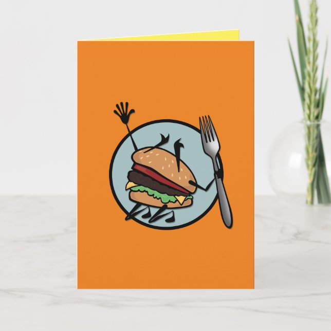 FUNNY CHEESEBURGER VERTICAL GREETING CARTE (Devant)