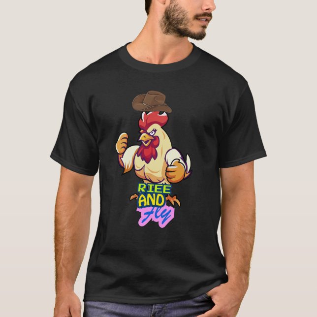 Funny Chicken Rise and Fly” T-Shirt (Devant)