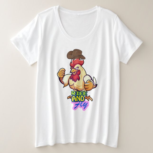 Funny Chicken Rise and Fly” T-Shirt (Design devant)