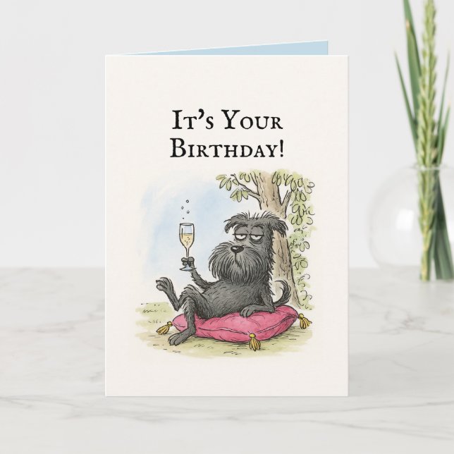 Funny Chien Black Schnauzer Carte d'anniversaire (Devant)