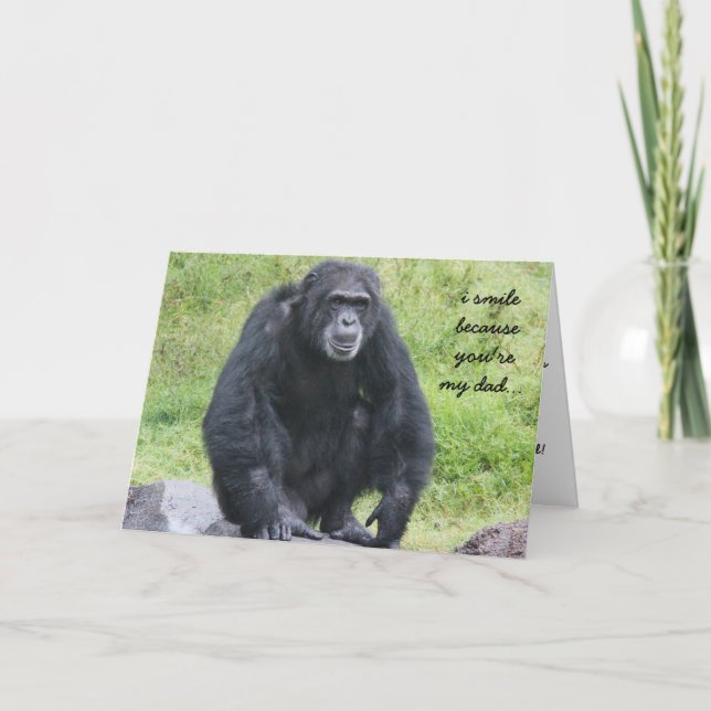 Funny Chimapanzee Carte d'anniversaire pour papa (Devant)