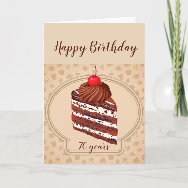 Funny Chocolate Cake 70e carte d'anniversaire (Devant)