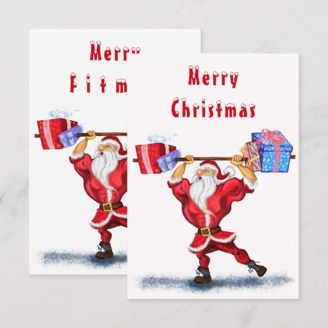 Funny Christmas Card Bodybuilder Santa Claus (Devant / Derrière)