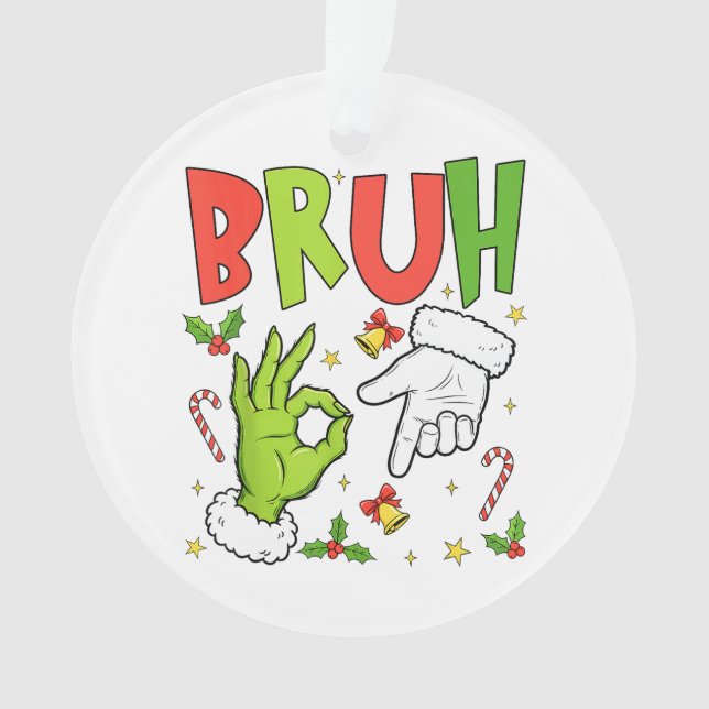 Funny Christmas Design with ‘BRUH’, Cartoon Hands, (devant)