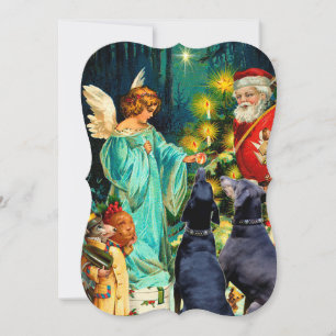 Funny Christmas Dog Doberman carte vintage