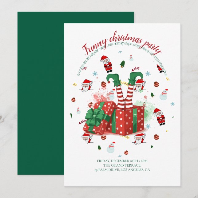 Funny Christmas Party Invitation (Devant / Derrière)