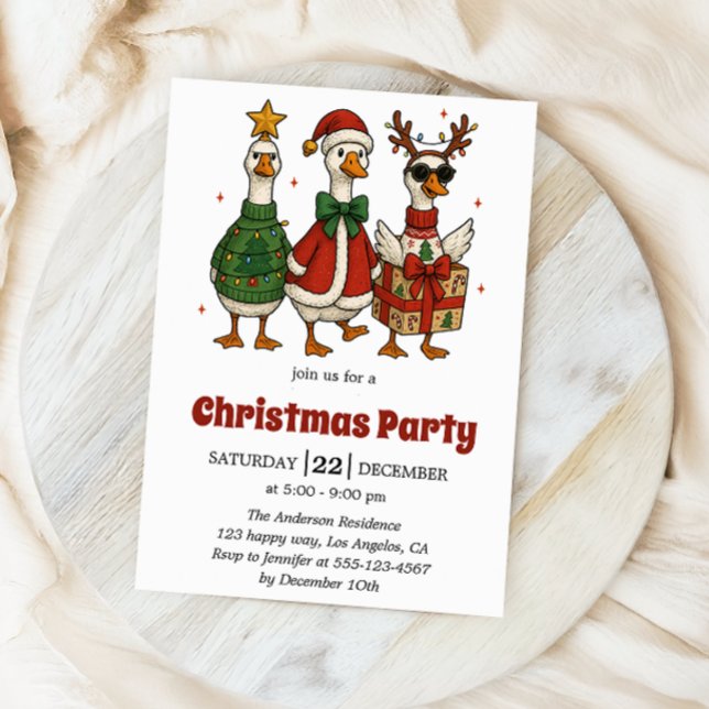 Funny Christmas Party Invitation | Festive Ducks   (Créateur téléchargé)