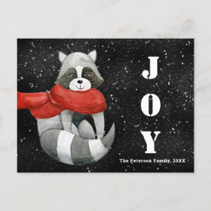 Funny Christmas Raccoon Carte postale Joy Holida