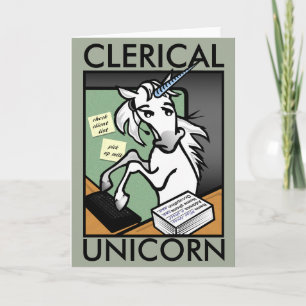 FUNNY CLERICAL UNICORN VERTICAL GREETING CARTE