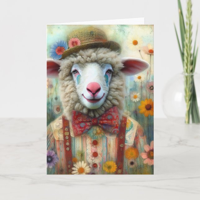 Funny Clown Sheep Toutes les occasions Carte (Devant)