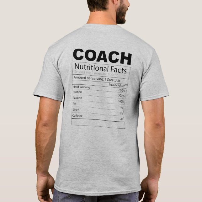 Funny Coach Nutrition Facts T-shirt  (Dos)