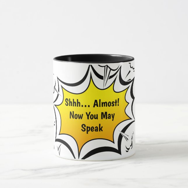 Funny Coffee Quote Comic Style Mug (Centre)