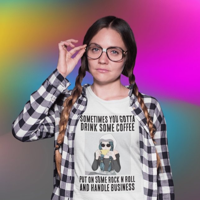 FUNNY COFFEE ROCK N ROLL LADIES T-SHIRTS (Créateur téléchargé)