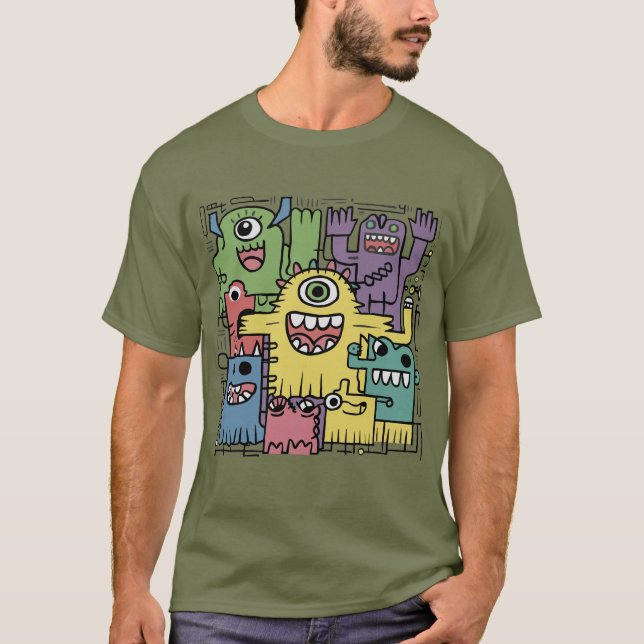 Funny Colorful Monster T-shirt Abstrait (Devant)