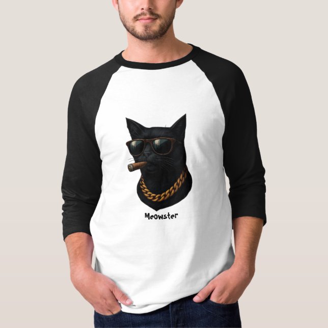 Funny Cool Cat Shirt– Meowster Gangsta Cat T-Shirt (Devant)
