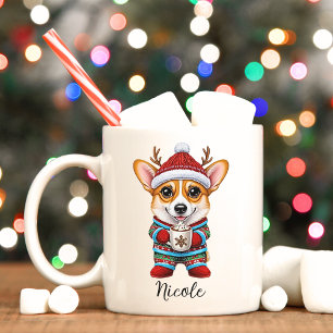 Funny Corgi Reindeer Christmas Mug