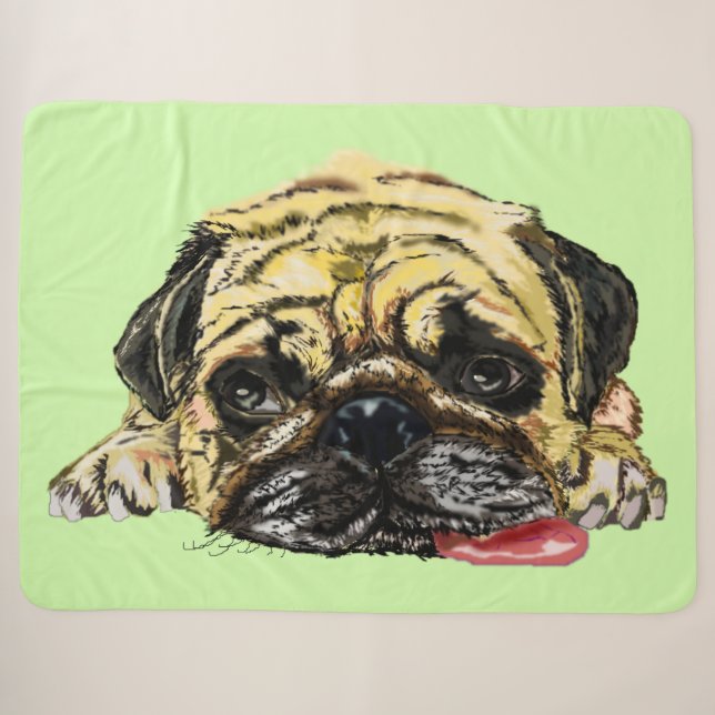 Funny couverture Sherpa avec chien Carlin - Votre  (Devant (Horizontal))