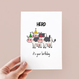 Funny Cow Herd Pun Anniversaire Carte